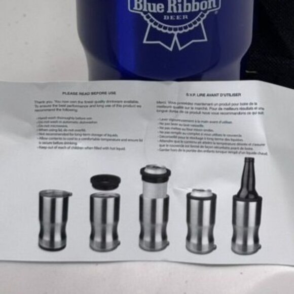 Pabst Blue Ribbon Licensed Logo Stainless Steel Koozie/Tumbler Metallic Blue - Picture 4 of 7